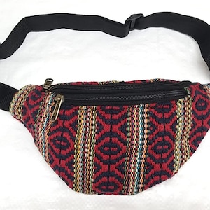 Belly bag, shoulder bag, belt bag, shoulder bag, hip bag, fanny pack made of cotton with 3 zipper compartments