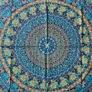 Tuch aus Baumwolle, Wandtuch, Wandbehang, Wandteppich, Überwurf, Strandtuch, Parkdecke, Dekoration, Mandala, Yoga, Goa, Elefant, Blumen, Pfau, Indisch, Blau, Party, Festival, Wall-Art , Raumdekoration