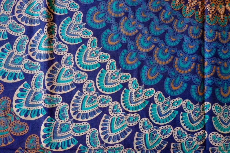 Blaues Tuch, Baumwolle, Mandala. Wandtuch, Wanddekoration, Wandbehang, Schattentuch, Bettüberwurf, Strandtuch, Parkdecke, Tagesdecke, Tischdecke, Ritualtuch, Mandalatuch, Partytuch, Yoga, Goa, indisch
