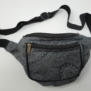 Sac banane en coton avec 3 compartiments zippés, sac banane, sac banane, sac bandoulière, sac banane, sac latéral, sac banane