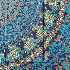 Tuch aus Baumwolle, Wandtuch, Wandbehang, Wandteppich, Überwurf, Strandtuch, Parkdecke, Dekoration, Mandala, Yoga, Goa, Elefant, Blumen, Pfau, Indisch, Blau, Party, Festival, Wall-Art , Raumdekoration