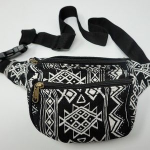 Sac banane en coton avec 3 compartiments zippés, sac banane, sac banane, sac poitrine, sac crossbody, sac bandoulière, sac de fête