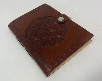 Cuaderno encuadernado en cuero "Flor de la Vida". Hecho a mano, cuaderno, diario, cuaderno de bocetos, cuaderno de dibujo, libro de sueños, libro de cuero, vintage, juego de rol.