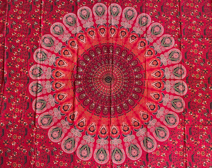 Large cotton cloth, wall hanging, wall tapestry, beach towel, park blanket, tablecloth, bed sheet, decoration, Goa, festival, mandala, Indian