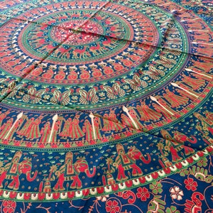 Large cotton cloth, wall cloth, wall hanging, tapestry, throw, beach towel, shade cloth, parking blanket, decoration, mandala, Goa, Indian