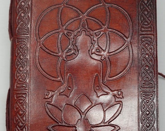 Vintage leather-bound notebook "Meditation and Mandala". Diary, sketchbook, drawing book, notebook, leather book, journal, RPG
