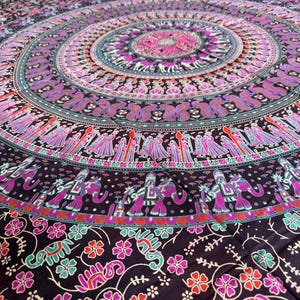 Cotton cloth, wall cloth, wall hanging, tapestry, throw, beach towel, park blanket, decoration, mandala, Goa, Indian, purple, pink, turquoise