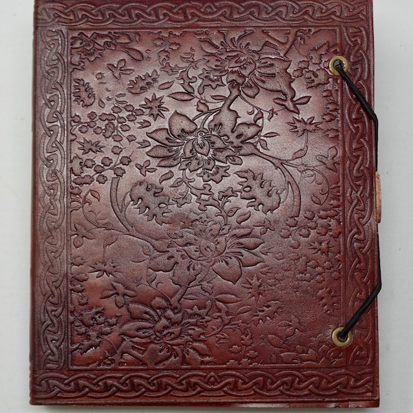 Cuaderno con tapa de piel "Flores Silvestres y Flor de la Vida". Diario, cuaderno de dibujo, cuaderno de bocetos, libro de visitas, libro de sueños, cuaderno, libro de cuero