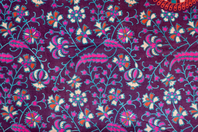 Tela de pared grande de algodón, color morado, turquesa, Mandala indio Goa, tela para colgar en la pared, para playa, parque, Picnic, cama, sofá y mesa imagen 3