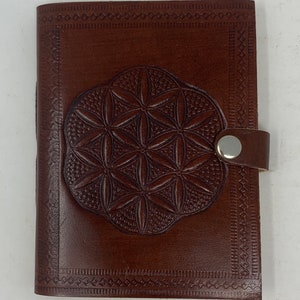 Notizbuch mit Ledereinband "Blume des Lebens". Handgemacht, Notizheft, Tagebuch, Skizzenbuch, Zeichenbuch, Traumbuch, Lederbuch, Vintage