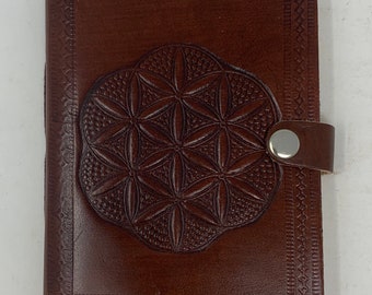 Leather-bound notebook "Flower of Life". Handmade, notebook, diary, sketchbook, drawing book, dream book, leather book, vintage, RPG