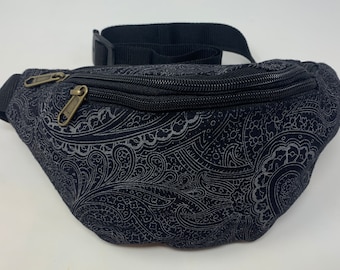 Cotton belt bag with 3 zippers, hip bag, shoulder bag, bum bag, crossbody bag, travel bag, party bag