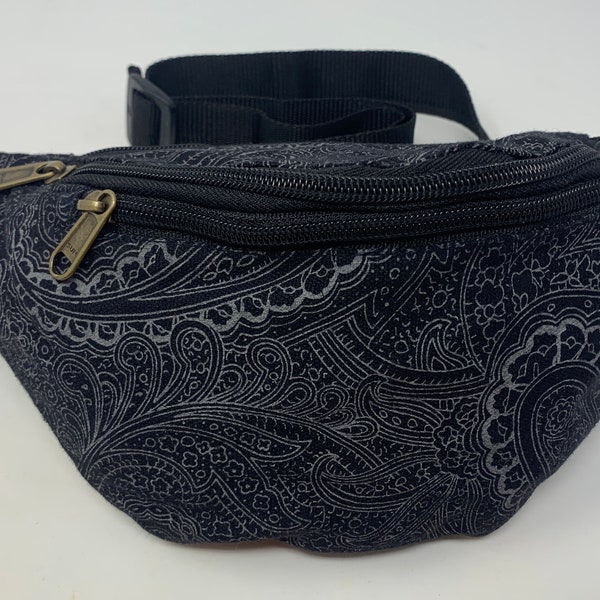 Cotton belt bag with 3 zippers, hip bag, shoulder bag, bum bag, crossbody bag, travel bag, party bag