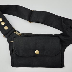 Belt bag with 4 zippered compartments, hip bag, side pocket, bum bag, shoulder bag, travel bag, cell phone pocket, work bag