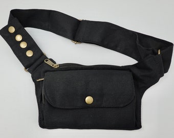 Belt bag with 4 zippered compartments, hip bag, side bag, bum bag, shoulder bag, travel bag, cell phone bag, work bag