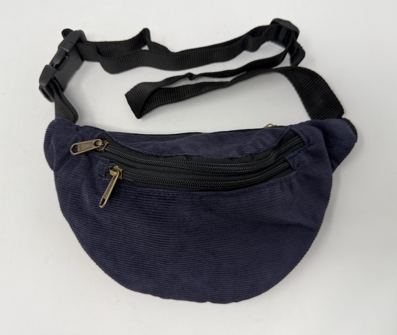 Pochete de veludo cotelê com três compartimentos com zíper. Bolsa de cintura, bolsa de ombro, pochete, bolsa transversal, bolsa de peito, pochete, pochete Blau