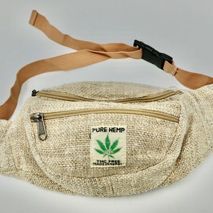 Gürteltasche aus Hanf mit 3 Reißverschlussfächern, Umhängetasche, Bauchtasche, Schultertasche, Hanftasche, Hip Bag, Fanny Pack, Bum Bag,Hemp