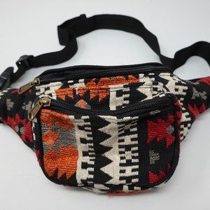 Gürteltasche aus Baumwolle mit 3 Fächern, Bauchtasche, Hüfttasche, Umhängetasche, Schultertasche, Reisetasche, Partytasche, Fanny Pack