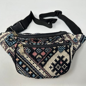 Gürteltasche aus Baumwolle mit 3 Fächern, Brusttasche, Bauchtasche, Umhängetasche, Schultertasche, Reisetasche, Partytasche, Fanny Pack