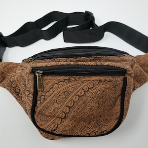 Gürteltasche, Bauchtasche, Umhängetasche, Schultertasche, Hüfttasche, Brusttasche, Partytasche aus Baumwolle mit 3 Reißverschlussfächern