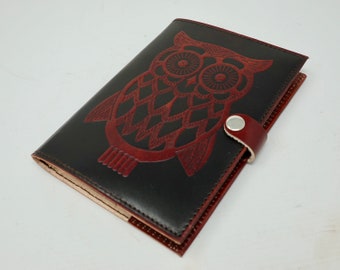 Notebook with leather cover "Owl", refillable, vintage. Diary, Sketchbook, Notebook, Dream Book, Recipe Book, Songbook, Leather Book