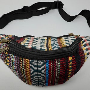 Gürteltasche aus Baumwolle mit 3 Reißverschluss-Fächern, Bauchtasche, Umhängetasche, Schultertasche, Seitentasche, Reisetasche, Partytasche, Handytasche, Schlüsseltasche, Fahrradtasche, Wandertasche