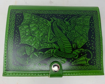 Notebook with leather cover "Dragon", 18 cm x 13 cm, refillable, handmade, vintage. Diary, Sketchbook, Notebook, Clad, Leather Book