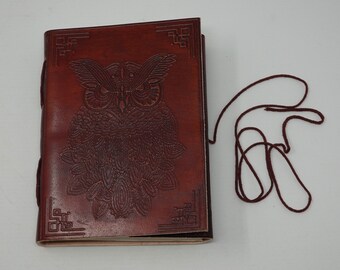 Notebook with leather cover "Owl", 18 cm x 14 cm, vintage. Notebook, diary, sketchbook, drawing book, leather book for travel, poetry, ideas