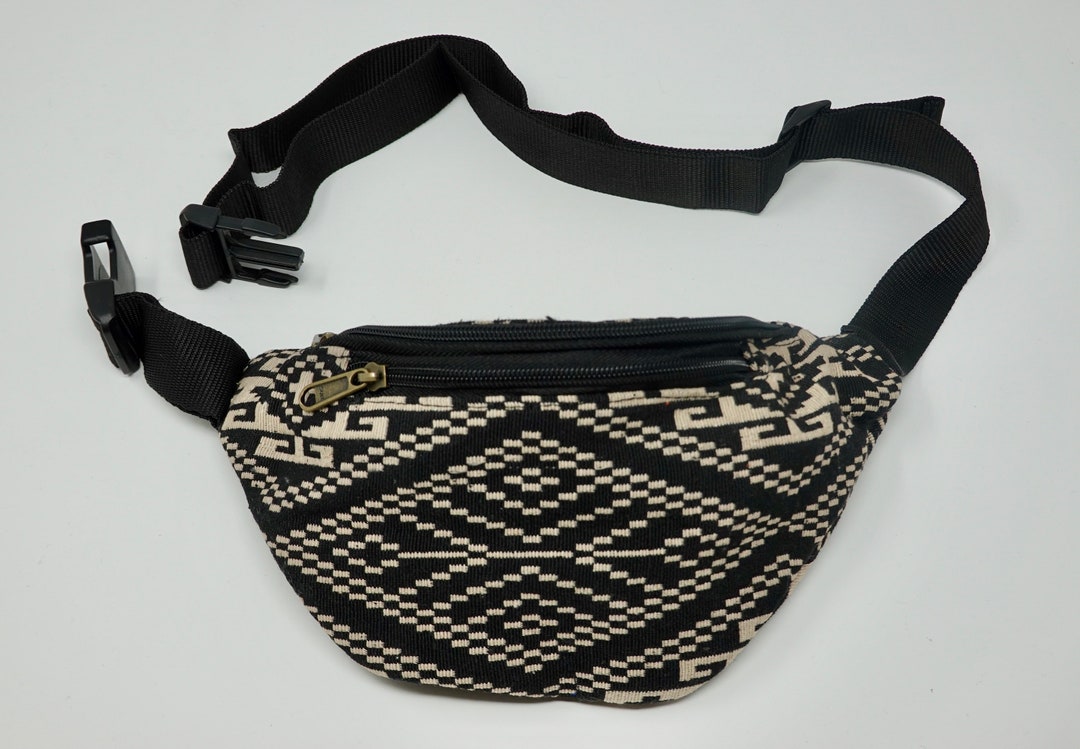 Cotton Belt Bag With 3 Zippered Compartments, Belly Pocket, Shoulder