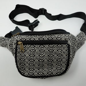 Katoenen riemtas met 3 compartimenten met rits, buiktas, schoudertas, schoudertas, heuptas, fanny pack, zijtas, heuptas, heuptas