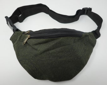 Gürteltasche aus Baumwolle mit 3 Reißverschlüssen, Hüfttasche, Schultertasche, Bauchtasche, Umhängetasche, Reisetasche, Partytasche