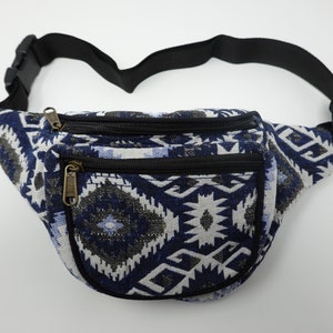 Belt bag made of cotton with 3 zipped compartments, bum bag, crossbody bag, shoulder bag, hip bag, fanny pack, side bag, bum bag