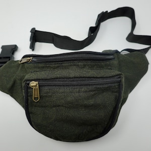 Sac banane en coton avec 3 compartiments zippés, sac banane, sac bandoulière, sac bandoulière, sac banane, poche latérale, sac de voyage