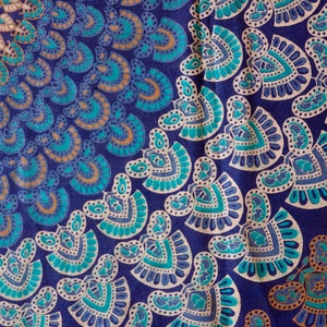 Blaues Tuch, Baumwolle, Mandala. Wandtuch, Wanddekoration, Wandbehang, Schattentuch, Bettüberwurf, Strandtuch, Parkdecke, Tagesdecke, Tischdecke, Ritualtuch, Mandalatuch, Partytuch, Yoga, Goa, indisch