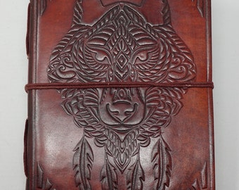 Notebook with leather cover "Wolf", diary, sketchbook, drawing book, RPG, notebook, leather book, notebook, leather, handmade paper