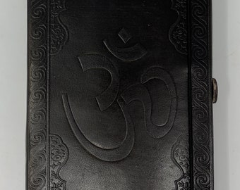 Notebook with leather cover "OM", vintage. Diary, sketchbook, drawing book, notebook, recipe book, song book, magic book, leather book