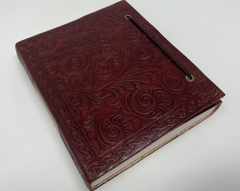 Vintage spiral leather-bound notebook. Diary, sketchbook, drawing book, notebook, recipe book, spellbook, leather journal, notepad, RPG
