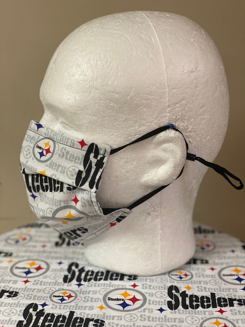 Steelers Face Mask with nose wire Elastic with adjustable Etsy