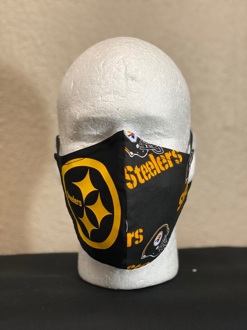 Steelers Face Mask with nose wire Elastic with adjustable Etsy