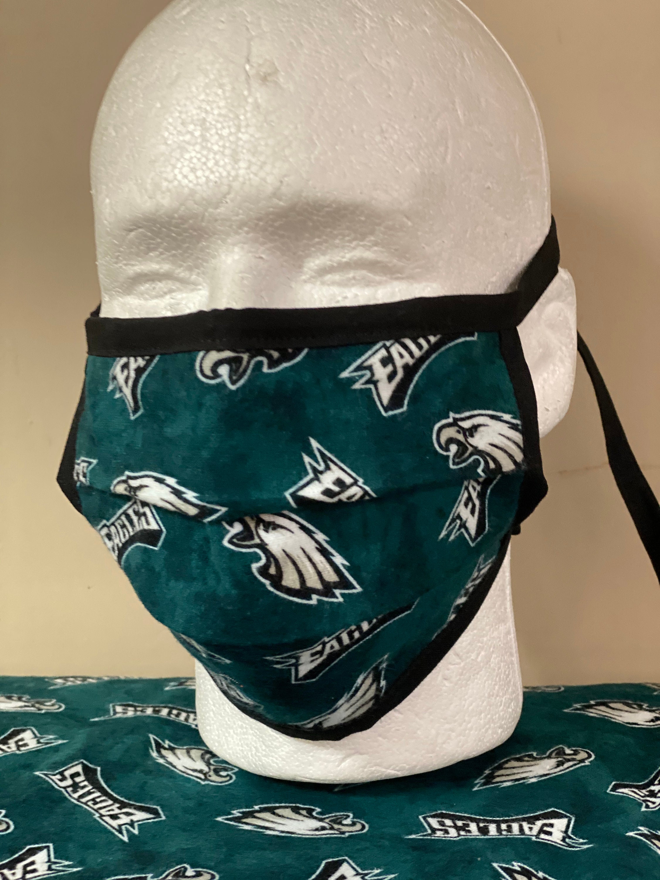 Philadelphia Eagles Face Mask with nose wire TIE STRAPS Etsy