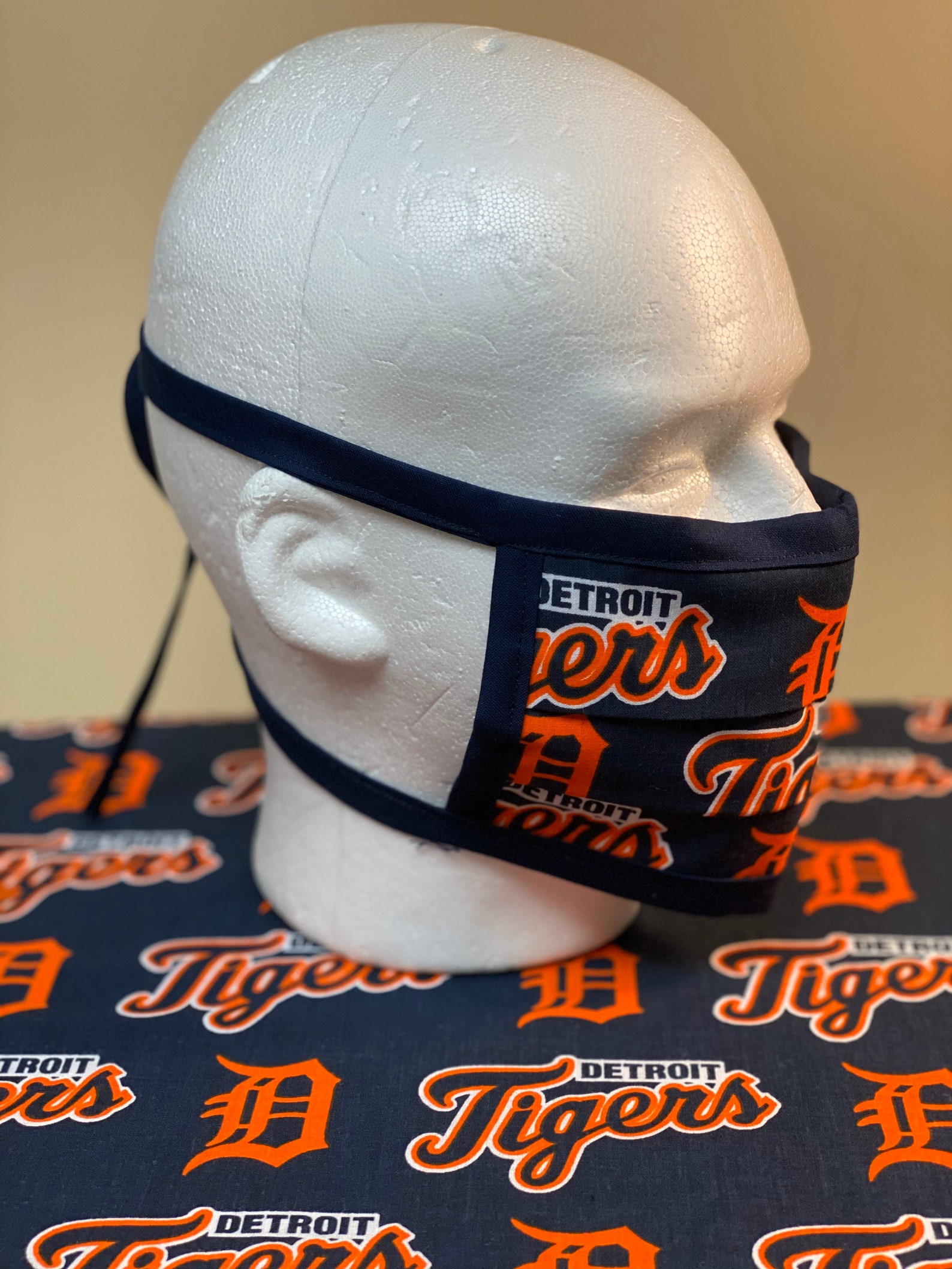 Detroit Tigers Face Mask with nose wire TIE STRAPS Etsy