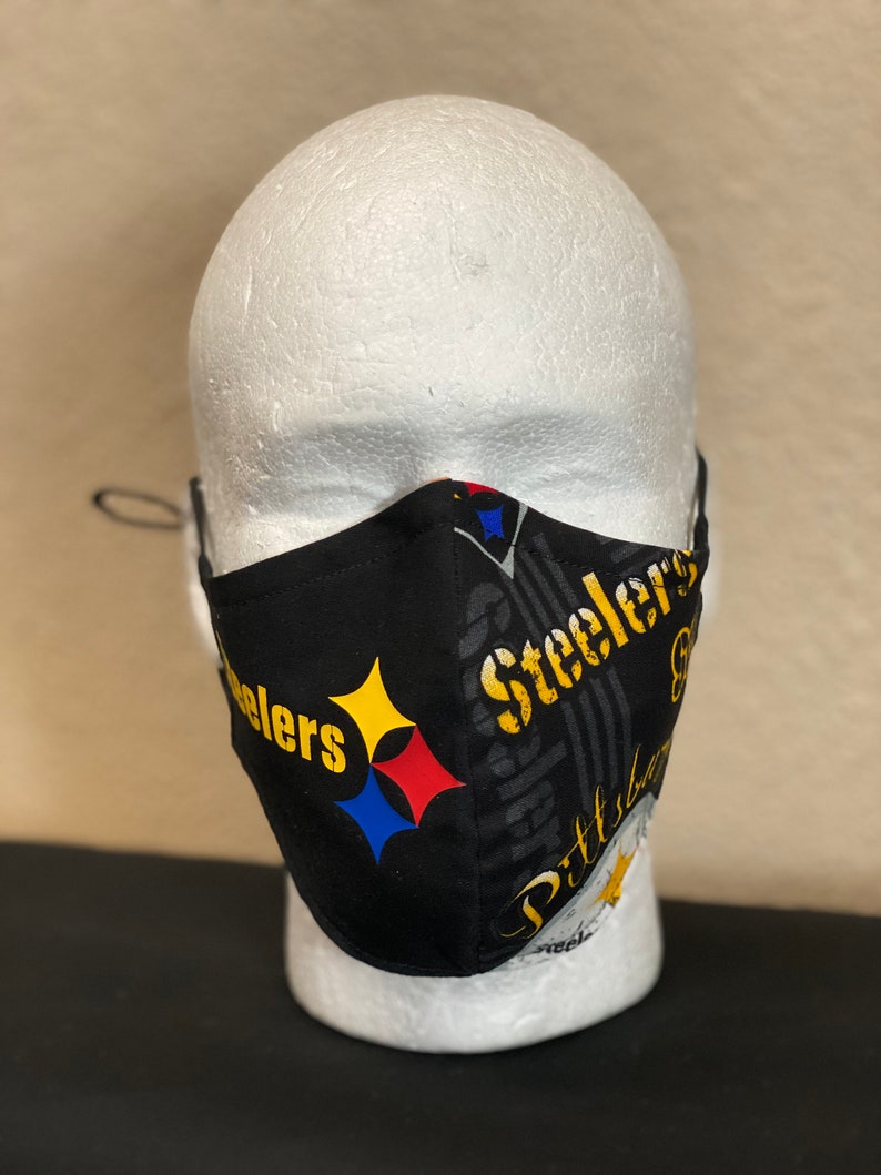 Steelers Face Mask with nose wire Elastic with adjustable Etsy