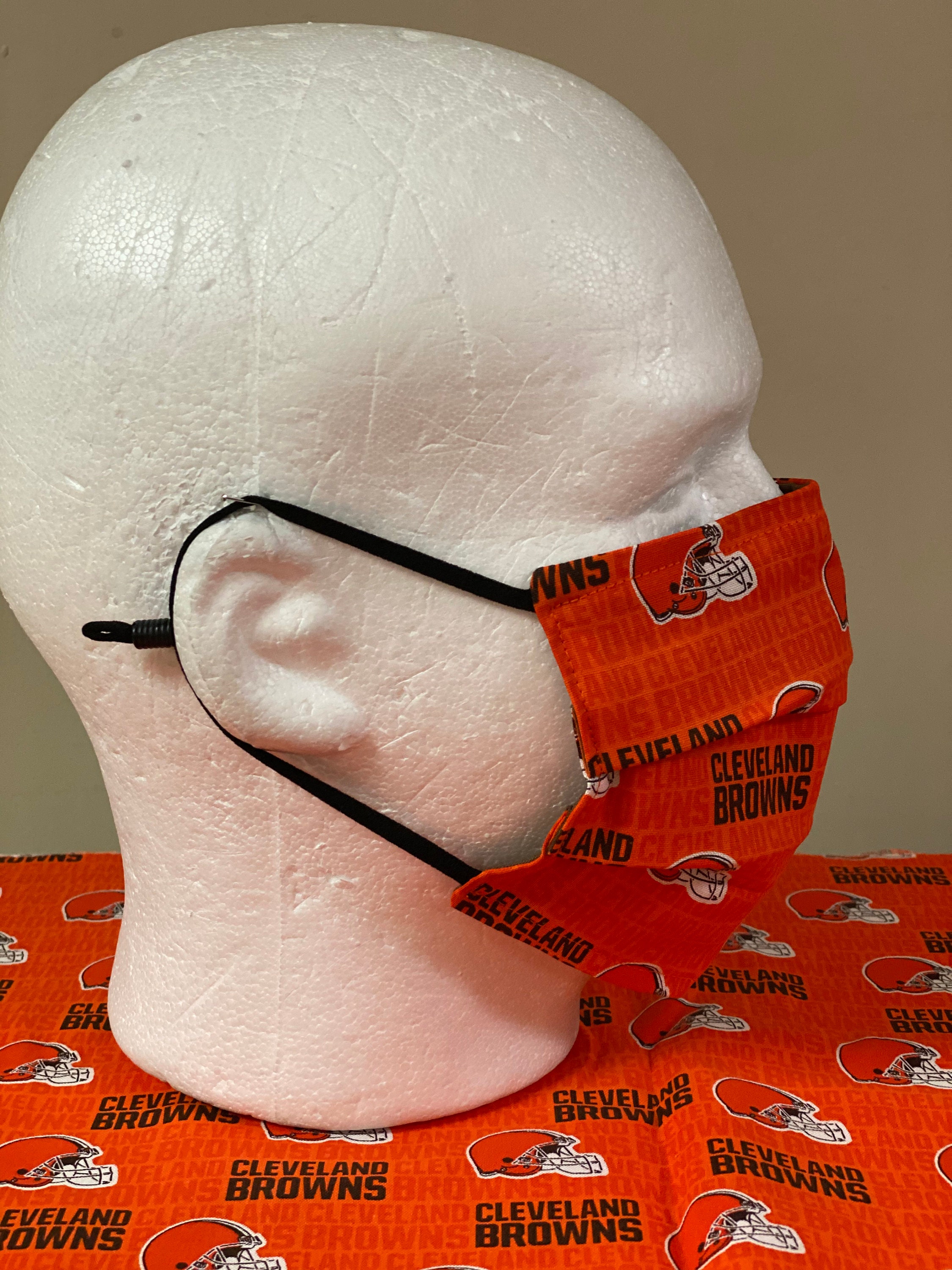Cleveland Browns Face mask with nose wire Elastic with Etsy
