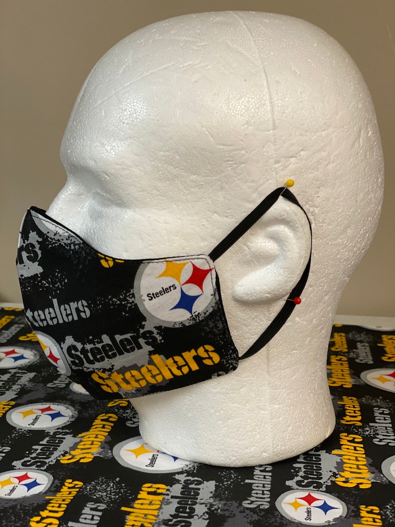 Steelers Face Mask with nose wire Elastic with adjustable Etsy