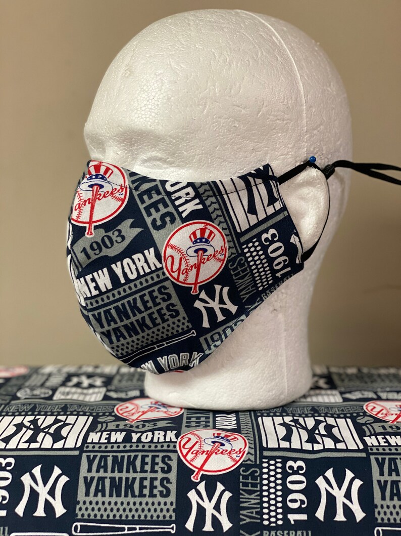 New York Yankees Face Mask with nose wire Elastic with Etsy