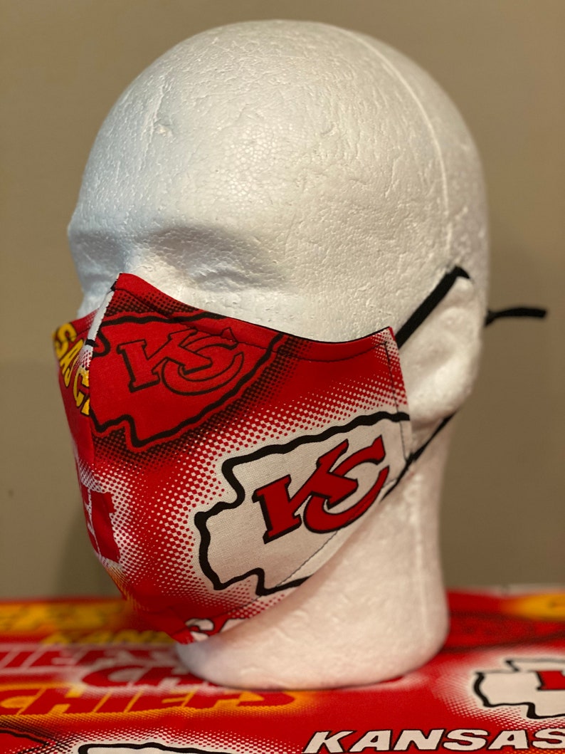 Kansas City Chiefs face mask with nose wire Elastic with Etsy