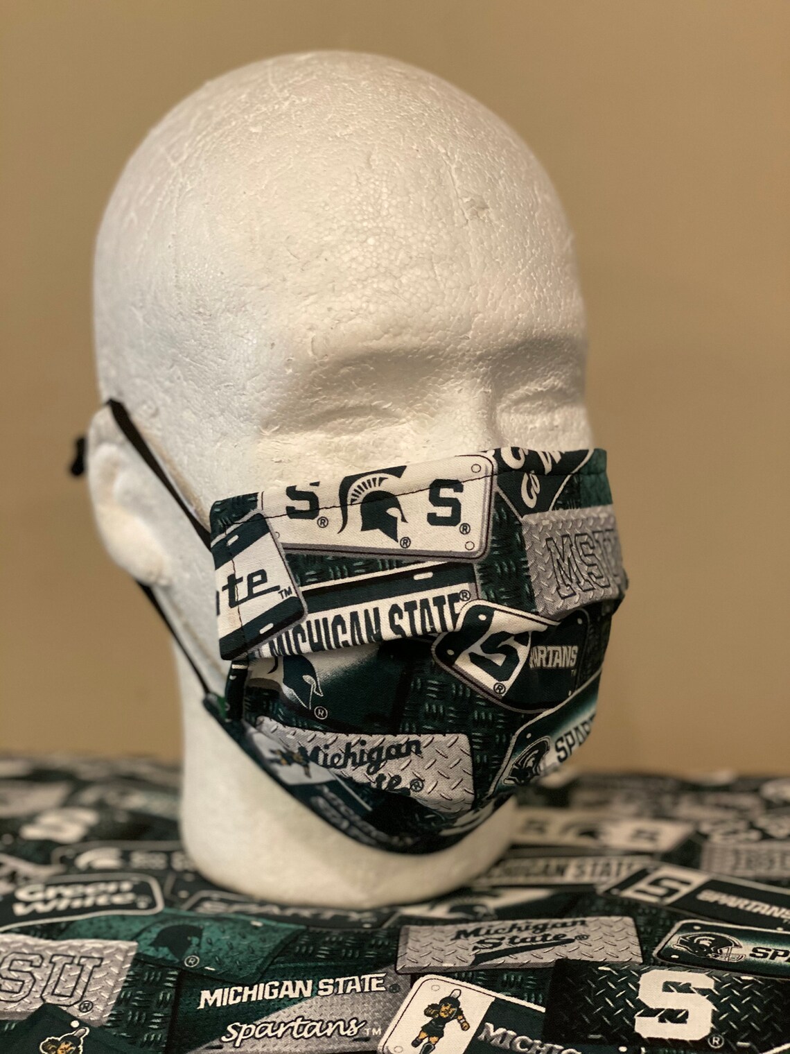 Michigan State Face Mask with nose wire Elastic with Etsy