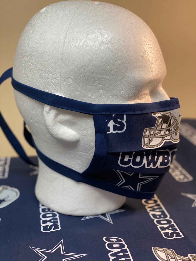 Dallas Cowboys Face Mask with nose wire TIE STRAPS Etsy