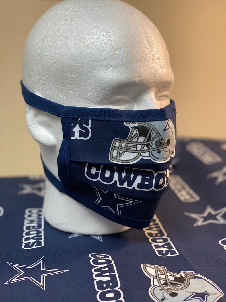 Dallas Cowboys Face Mask with nose wire TIE STRAPS Etsy
