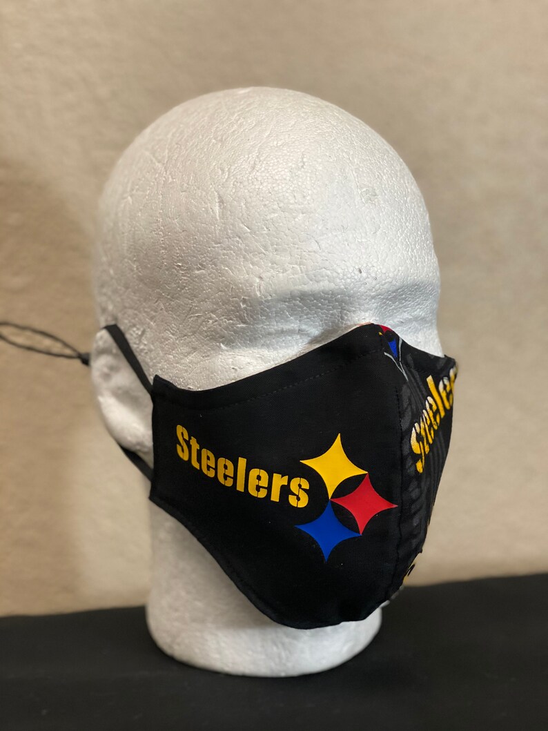 Steelers Face Mask with nose wire Elastic with adjustable Etsy
